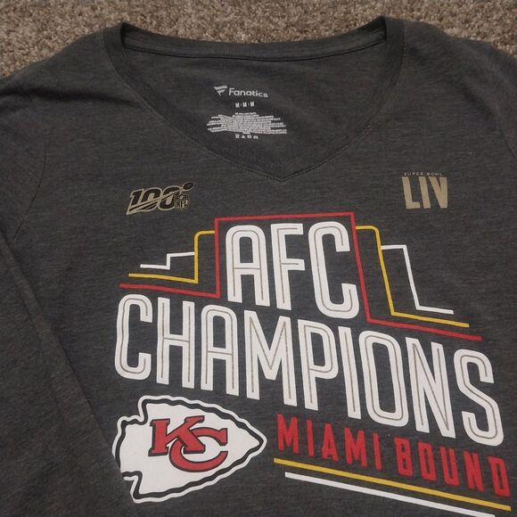 Kansas City Chiefs AFC Champions Miami Bound Super Bowl LIV Shirt Women’s M - Picture 1 of 7